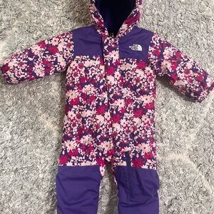 The North Face Purple and Pink Floral Snowsuit 6-12 months